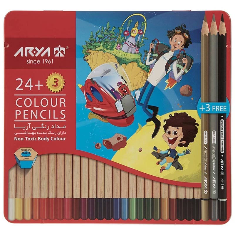 Aria24 مداد رنگی 3+24 رنگ آریا کد 3022 - Image 1