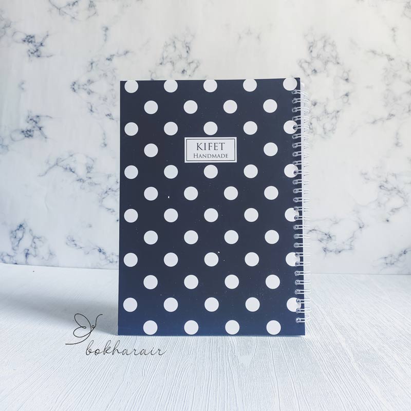 IMG_20230924_114638 دفتر سیمی کیفت طرح خال خال زمینه مشکی - Image 1