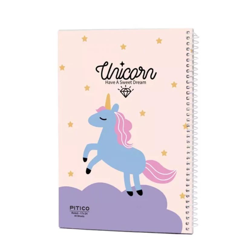 4003 دفتر خط دار 40 برگ پیتیکو طرح یونیکورن آبی