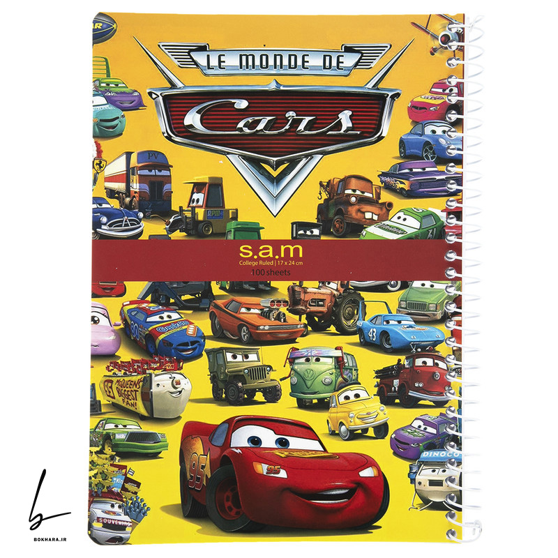 دفتر خط دار 100 برگ سم مدل مک کویین و ماشین ها