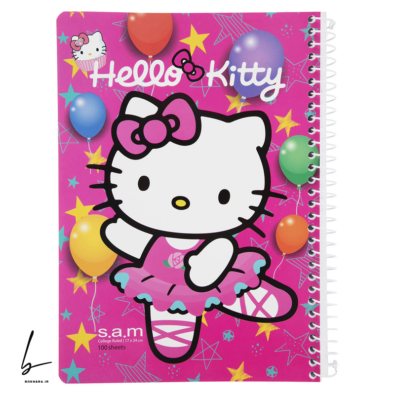 دفتر خط دار 100 برگ سم مدل كيتي صورتي