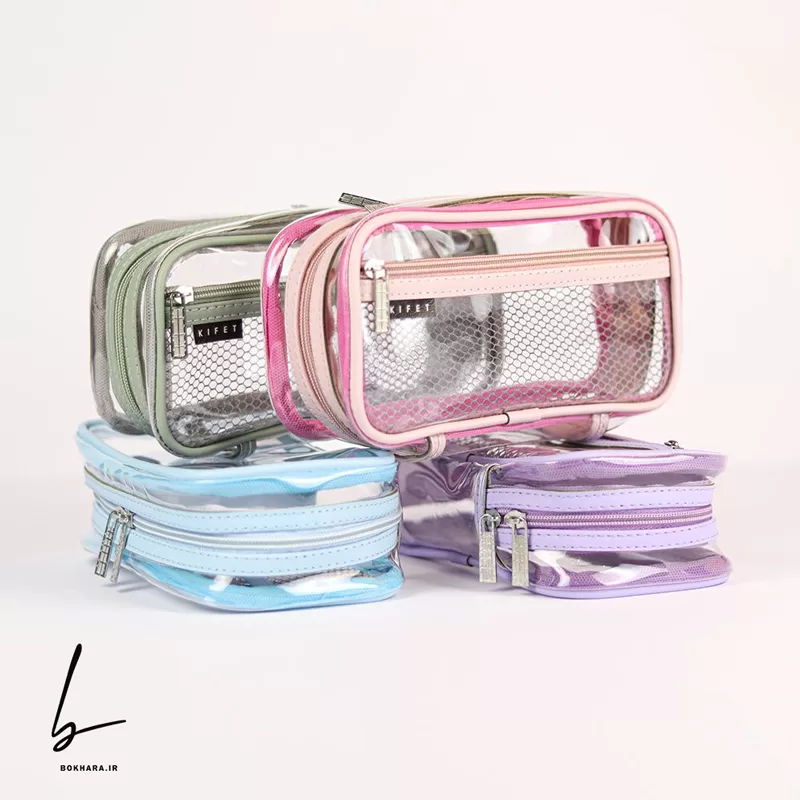 جامدادی-طلقی-دو-زیپ-پاستلی جامدادی دو زیپ طلقی پاستلی کیفت KIFET