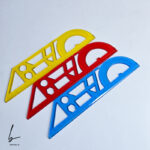 خط کش 20 سانتی شابلون دار با نقاله شیشه ای