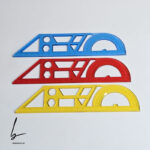 خط کش 20 سانتی شابلون دار با نقاله شیشه ای