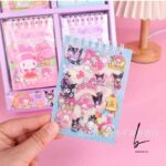 دفترچه یادداشت همراه با 4 ورق استیکر شفاف مدل کرومی